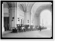 Historic Framed Print, FEDERAL TAXICAB. CABS AT UNION STATION,  17-7/8" x 21-7/8"