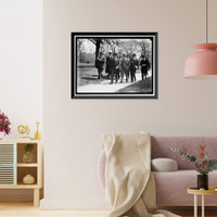 Historic Framed Print, DANIELS, JOSEPHUS. SECRETARY OF THE NAVY, 1913-1921. WITH NEWSMEN,  17-7/8" x 21-7/8"