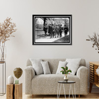 Historic Framed Print, DANIELS, JOSEPHUS. SECRETARY OF THE NAVY, 1913-1921. WITH NEWSMEN,  17-7/8" x 21-7/8"
