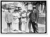 Historic Framed Print, CHAMBERLAIN, GEORGE EARLE. SENATOR FROM OREGON, 1909-1921; MEMBER, U.S. SHIPPING BOARD, 1921-1923. LEFT, WITH MRS. A.F. SWENSSON; MISS ORELLA CHAPMAN; LEILA CAMPBELL; SAIDE MAXWELL; PHILIP B. BATES,  17-7/8" x 21-7/8"