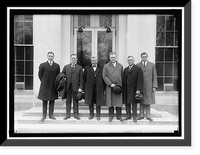 MINE WORKERS OFFICIALS. AT WHITE HOUSE WITH SECRETARY OF LABOR: F.J. HAYES; JAMES LORD; SECRETARY WILSON; J.P WHITE; WILLIAM GREENE; J.R. LAWSON, Historic Print
