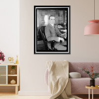 Historic Framed Print, JONES, DR. E. LESTER, CHIEF, U.S. COAST AND GEODETIC SURVEY. AT DESK,  17-7/8" x 21-7/8"