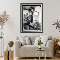 Historic Framed Print, JONES, DR. E. LESTER, CHIEF, U.S. COAST AND GEODETIC SURVEY. TIDE PREDICTING MACHINE WHICH HE BUILT,  17-7/8" x 21-7/8"