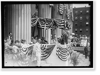 LIBERTY LOANS. WILSON SPEAKING. SEATED: DANIELS; McADOO; LANSING, Historic Print