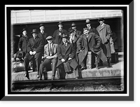 Historic Framed Print, [Standing: Mike Menosky, Joe Boehling, Harry Harper, Edward Patsy" Gharritty,  Sam Rice,  ?; seated: Jim Shaw,  Jack Bentley,  Doc Ayers,  ?,  Nick Altrock,  Washington AL (baseball)]",  17-7/8" x 21-7/8"