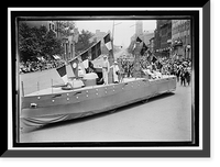 Historic Framed Print, PREPAREDNESS PARADE. FLOAT LIKE BATTLESHIP,  17-7/8" x 21-7/8"