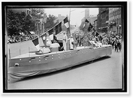 Historic Framed Print, PREPAREDNESS PARADE. FLOAT LIKE BATTLESHIP,  17-7/8" x 21-7/8"