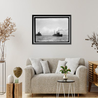 Historic Framed Print, KRON PRINZ WILHELM. GERMAN SHIP, INTERNED IN U.S., IN TOW,  17-7/8" x 21-7/8"