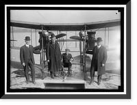 RICHARDSON TANDEM BIPLANE HYDROPLANE ON POTOMAC, APRIL, 1916. GEORGE A. GRAY AT CONTROLS. AT LEFT AND RIGHT ARE RICHARDSON BROTHERS WHO BUILT THE PLANE; 2ND FROM LEFT IS THEIR UNCLE, WHOSE IDEA IT