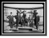 RICHARDSON TANDEM BIPLANE HYDROPLANE ON POTOMAC, APRIL, 1916. GEORGE A. GRAY AT CONTROLS. AT LEFT AND RIGHT ARE RICHARDSON BROTHERS WHO BUILT THE PLANE; 2ND FROM LEFT IS THEIR UNCLE, WHOSE IDEA IT