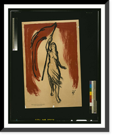 Woman carrying a red flag. W.R.H, Vintage Wall Art