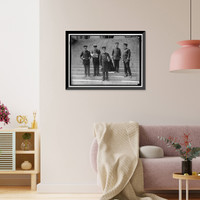 Historic Framed Print, FRENCH COMMISSION TO U.S. NAVAL OFFICERS AT STATE DEPT.; LT. SIMON; PAYMASTER LINDEBOOM; VICE-ADMIRAL CHOCHEFRAT; COMDR. BOMPREZ; LT. COMDR. ALLEN BUCHANAN, U.S.N. - 2,  17-7/8" x 21-7/8"