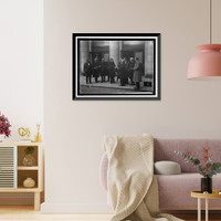 Historic Framed Print, CANADA. LABOR DELEGATIONS. BRITISH LABOR COM. GARROD, H.W.; ROBERTSON, G.D. CANADIAN LABOR DEL.; GIBSON, HUGH, OF STATE DEPT.; BOWERMAN, CHARLES W., M.P.; GOMPERS, SAMUEL, PRESIDENT, A.F. OF L.,  17-7/8" x 21-7/8"