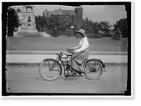 Historic Framed Print, WOMAN ON BICYCLE,  17-7/8" x 21-7/8"