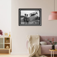 Historic Framed Print, LANGLEY FIELD, VA. FRENCH NIEUPORT PLANE, TYPE 17, WITH CAPT. J.C. BARTOLF AND LT. E. LeMAITRE,  17-7/8" x 21-7/8"