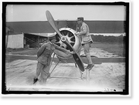 Historic Framed Print, LANGLEY FIELD, VA. FRENCH NIEUPORT PLANE, TYPE 17, WITH CAPT. J.C. BARTOLF AND LT.E. LeMAITRE,  17-7/8" x 21-7/8"