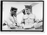 Historic Framed Print, LANGLEY FIELD, VA. LT. E. LeMAITRE AND CAPT. BOATWRIGHT, BESIDE KIRKHAM TRIPLANE,  17-7/8" x 21-7/8"