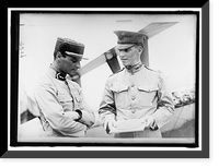 Historic Framed Print, LANGLEY FIELD, VA. LT. E. LeMAITRE AND CAPT. BOATWRIGHT, BESIDE KIRKHAM TRIPLANE,  17-7/8" x 21-7/8"