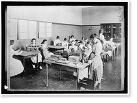 RED CROSS GARMENT DIVISION. MISC. VIEWS OF WORK ROOMS AND WOMEN SEWING, KNITTING, ETC. - 2, Antique Print