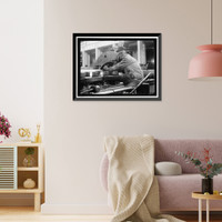 NAVY YARD, U.S., WASHINGTON. TURNING, EXAMINING AND BORING A 5 INCH, 50 CAL. GUN - 3, Vintage Wall Art