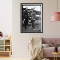 Historic Framed Print, FLECHERE, GEORGES. LIEUT. FRENCH ARMY, AVIATOR. LEFT, WITH GENERAL SQUIRE,  17-7/8" x 21-7/8"