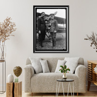 Historic Framed Print, FLECHERE, GEORGES. LIEUT. FRENCH ARMY, AVIATOR. LEFT, WITH GENERAL SQUIRE,  17-7/8" x 21-7/8"