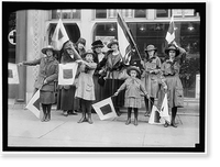 Historic Framed Print, GIRL SCOUTS GROUP WITH LADIES. MRS. CHARLES S. HAMLIN, LEFT REAR, WITH DRAPED BLACK CROWN ON LIGHT BRIMMED HAT,  17-7/8" x 21-7/8"