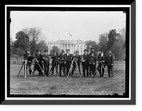 Historic Framed Print, PRESS CORRESPONDENTS. PHOTOGRAPHER ON WHITE HOUSE LAWN,  17-7/8" x 21-7/8"