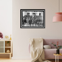 Historic Framed Print, BLUE DEVILS (CHASSEURS ALPINE) AT RED CROSS BUILDING,  17-7/8" x 21-7/8"