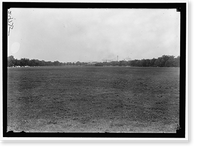 Historic Framed Print, ALLIED AIRCRAFT DEMONSTRATION AT POLO GROUNDS. HANGARS; PLANES, AVRO AND CURTIS BEING CONDITIONED - 2,  17-7/8" x 21-7/8"