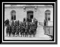 Historic Framed Print, SENATE OFFICE BUILDING. GROUP OF SOLDIERS ON STEPS WITH SENATORS McNARY; WARREN; CHAMBERLAIN; UNIDENTIFIED; McKELLAR,  17-7/8" x 21-7/8"