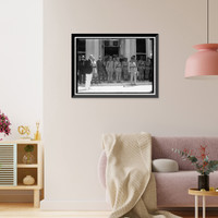 Historic Framed Print, FRENCH MILITARY BAND. RECEIVED AT WHITE HOUSE BY PRESIDENT WILSON,  17-7/8" x 21-7/8"