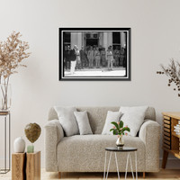 Historic Framed Print, FRENCH MILITARY BAND. RECEIVED AT WHITE HOUSE BY PRESIDENT WILSON,  17-7/8" x 21-7/8"