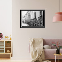 Historic Framed Print, FRENCH MILITARY BAND RECEIVED AT WHITE HOUSE BY PRESIDENT WILSON,  17-7/8" x 21-7/8"