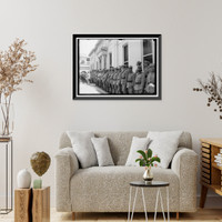 Historic Framed Print, FRENCH MILITARY BAND RECEIVED AT WHITE HOUSE BY PRESIDENT WILSON,  17-7/8" x 21-7/8"