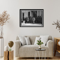 Historic Framed Print, FRENCH MILITARY BAND RECEIVED AT WHITE HOUSE BY PRESIDENT WILSON - 2,  17-7/8" x 21-7/8"