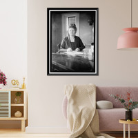 Historic Framed Print, NEALE, MRS. DEPARTMENT OF LABOR. AT DESK,  17-7/8" x 21-7/8"