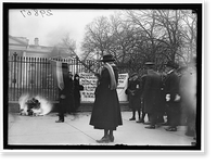 WOMAN SUFFRAGE. BONFIRE ON SIDEWALK BEFORE WHITE HOUSE - 3, Antique Poster