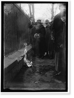 WOMAN SUFFRAGE. BONFIRE ON SIDEWALK BEFORE WHITE HOUSE - 10, Antique Poster