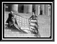 LIBERTY LOANS. CARTER GLASS AND F.R. WILSON WITH CAPITOL FLAG ON TREASURY STEPS, Vintage Wall Art