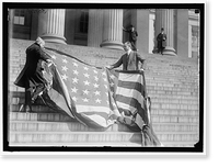 LIBERTY LOANS. CARTER GLASS AND F.R. WILSON WITH CAPITOL FLAG ON TREASURY STEPS, Vintage Wall Art