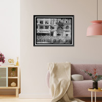 Historic Framed Print, SHIPPING BOARD, U.S. EMPLOYEES IN FRONT OF BUILDING - 3,  17-7/8" x 21-7/8"
