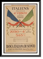 Italiens souscrivez au 4eacuteme Emprunt de la Deacutefense Nationale - Banca Italiana di Sconto, Vintage Print