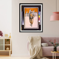 Historic Framed Print, [Syracuse football player full-length standing facing front with Syracuse University behind him]. Mae Goodelle Chaffee.,  17-7/8" x 21-7/8"