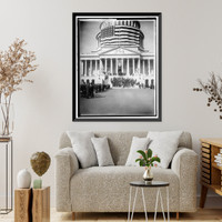 Historic Framed Print, G.A.R. PARADE GREAT FLAG AT CAPITOL,  17-7/8" x 21-7/8"