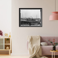 Historic Framed Print, LINCOLN MEMORIAL BRIDGE. UNDER CONSTRUCTION,  17-7/8" x 21-7/8"
