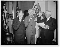 Historic Framed Print, Vice President Garner administers oath to new Florida Senators. Washington, D.C., Dec. 8. Florida's new senators, Claude Pepper and Charles O.,  17-7/8" x 21-7/8"