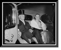 Historic Framed Print, Justice Willis Van Devanter and Mrs. Sanford L. Ranclar?, sister, leaving for White House in car,  17-7/8" x 21-7/8"