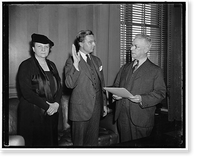Sworn in as administrator of Public Contracts Division of Department of Labor. Washington D.C. L. Classic, Historic Reproduction