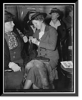 Historic Framed Print, Knits while husband burns. Washington, D.C., Mar. 22. Mrs. Burton K.,  17-7/8" x 21-7/8"